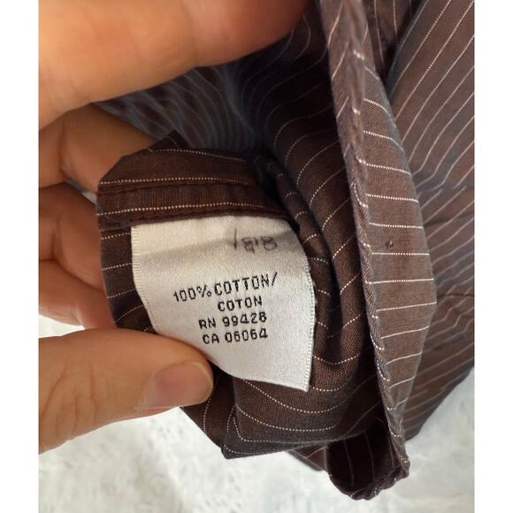 Bugatchi Brown Stripe Blue Iridescent Chameleon Color-Shift Button Down Shirt L - Picture 5 of 12